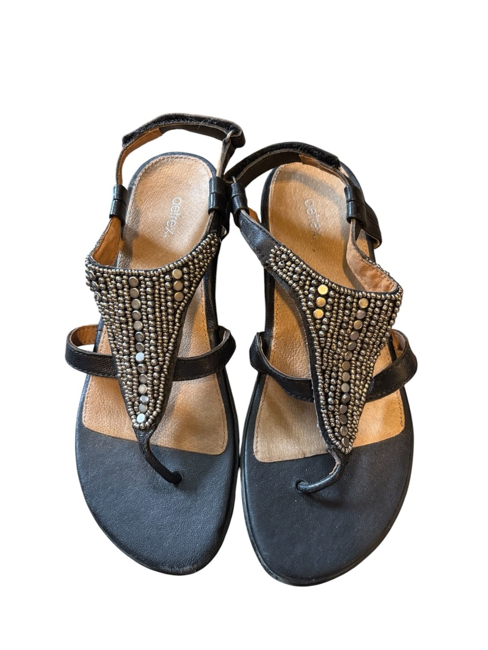 Aetrex Sheila‎ Beaded Leather Sandals Size 39/8.5